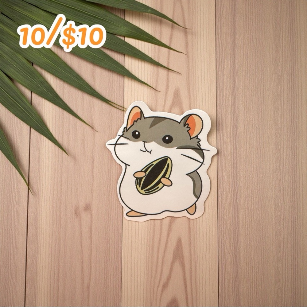 Chubby Hamster with Sunflower Seed Vinyl Sticker – 2” Glossy – Cute Pet Style